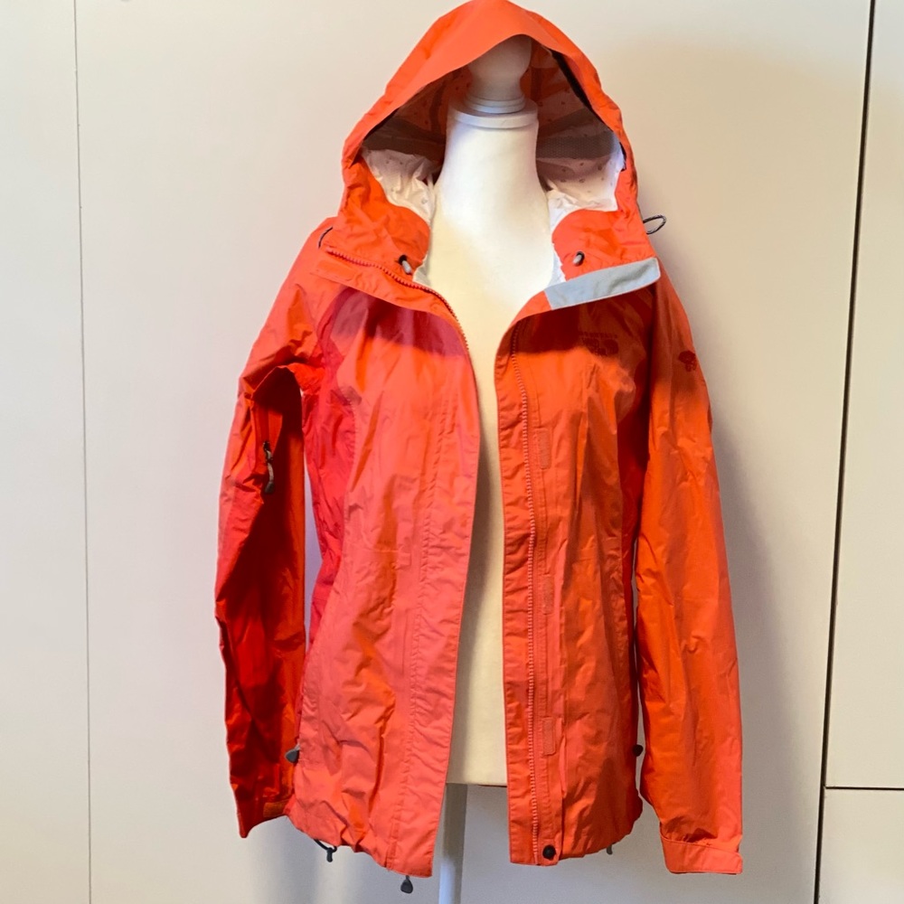 Mountain Hardwear Rain Hooded Jacket Womens XS Orange DryQ